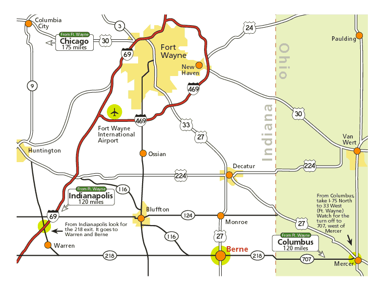 Berne, Indiana - Greater area map